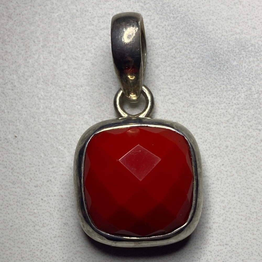 Sterling Silver Red Coral Pendant